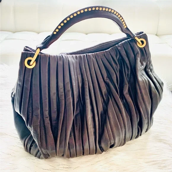 Miu Miu | Bags | Vintage Miu Miu Ruched Leather Bag | Poshmark
